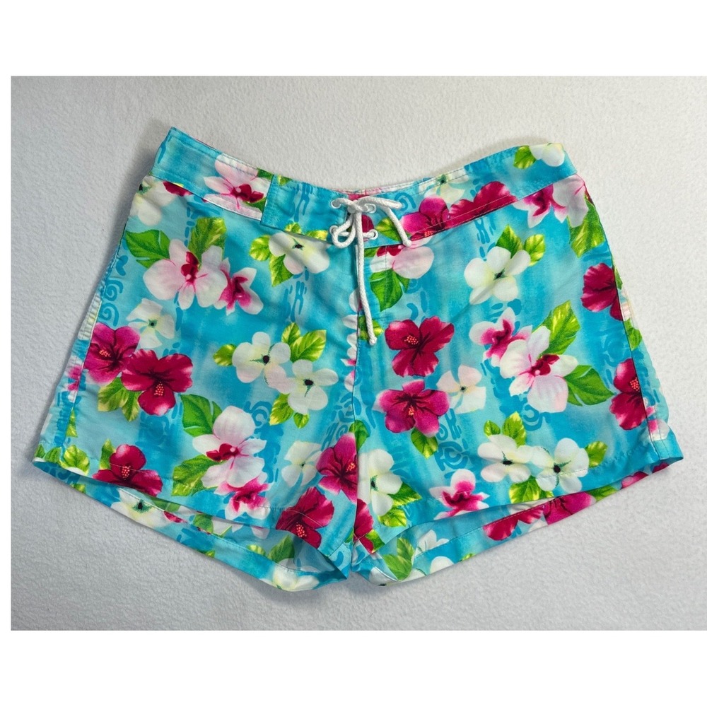 Y2K Sunsets Floral Board Shorts Womens L Ripstop Beach‎ Boat Surf Swim Fish